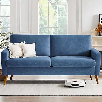 Opoiar 68" Linen Loveseat Sofa Mid-Century Modern with Spring Cushion