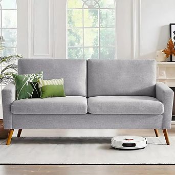 Opoiar 68" Linen Loveseat Sofa Mid-Century Modern with Spring Cushion