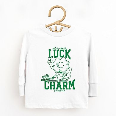 SmileyWorld Who Needs Luck - Toddler Long Sleeve Graphic Tee