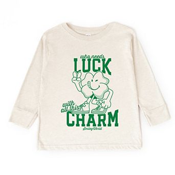 SmileyWorld Who Needs Luck - Toddler Long Sleeve Graphic Tee