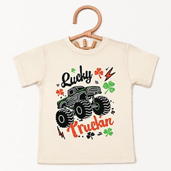 Lucky Truckin Clover - Toddler Short Sleeve Graphic T-Shirt