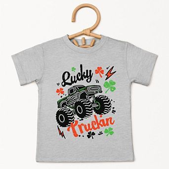 Lucky Truckin Clover - Toddler Short Sleeve Graphic T-Shirt
