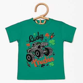 Lucky Truckin Clover - Toddler Short Sleeve Graphic T-Shirt