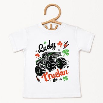 Lucky Truckin Clover - Toddler Short Sleeve Graphic T-Shirt