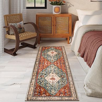 Boho Washable Runners for Hallways Non Slip, Bohemian Kitchen Mats for Floor, Vintage Low