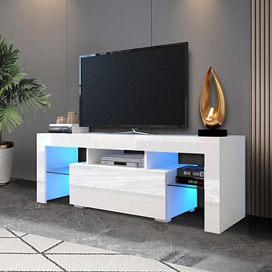 Trikiousd TV Stand with LED Lights, Entertainment Center for up to 55" TV