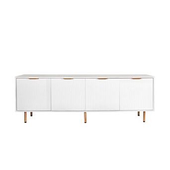 Trikiousd TV Stand with 4 Shelfs & Gold Legs, Media Console for up to 80" TV