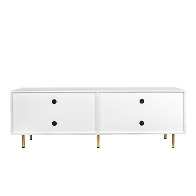 Trikiousd TV Stand with 4 Shelfs & Gold Legs, Media Console for up to 80" TV