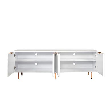 Trikiousd TV Stand with 4 Shelfs & Gold Legs, Media Console for up to 80" TV
