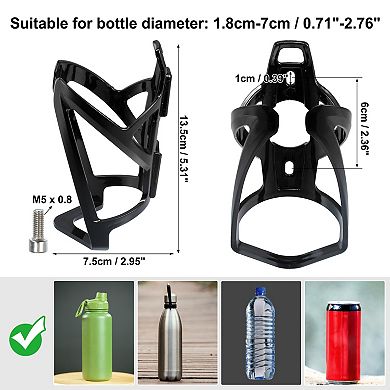 Universal Bike Water Bottle Cage Holder with Screws and Wrench for Bicycle Plastic Black 1Pc
