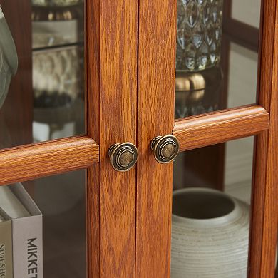 Merax Display Cabinet,Antique Display Cabinet with Adjustable Shelves