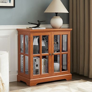 Merax Display Cabinet,Antique Display Cabinet with Adjustable Shelves