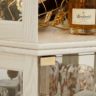 Merax Corner Glass Cabinet Lighted Curio Cabinet Corner Display Case for Living Room