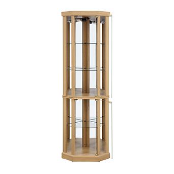 Merax Corner Lighted Curio Cabinet Corner Glass Cabinet Lighted Curio Cabinet Corner Display Case