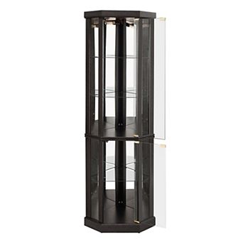 Merax Corner Lighted Curio Cabinet Corner Glass Cabinet Lighted Curio Cabinet Corner Display Case