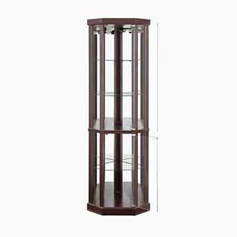 Merax Corner Lighted Curio Cabinet Corner Glass Cabinet Lighted Curio Cabinet Corner Display Case