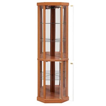 Merax Corner Lighted Curio Cabinet Corner Glass Cabinet Lighted Curio Cabinet Corner Display Case
