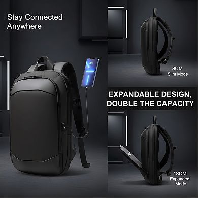 17 Inch Waterproof Business Laptop Backpack with USB Charger Slim Anti-Theft