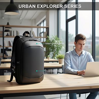 17 Inch Waterproof Business Laptop Backpack with USB Charger Slim Anti-Theft