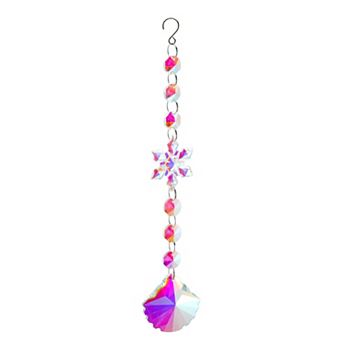 Sun Catcher for Garden Decor for Indoor Hanging 1 pc Scallop Shape Silver Tone Clear