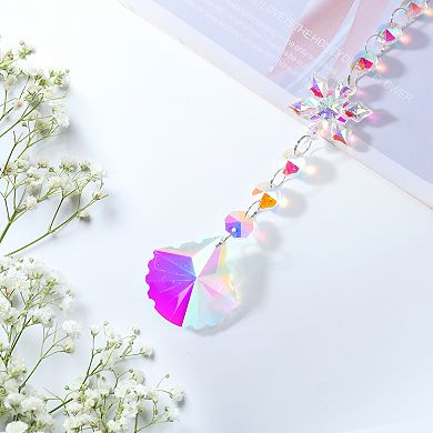 Sun Catcher for Garden Decor for Indoor Hanging 1 Pc Scallop Shape Silver Tone Clear