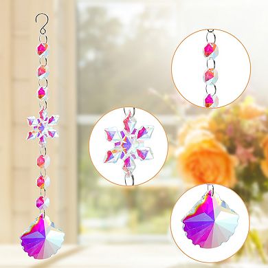 Sun Catcher for Garden Decor for Indoor Hanging 1 Pc Scallop Shape Silver Tone Clear