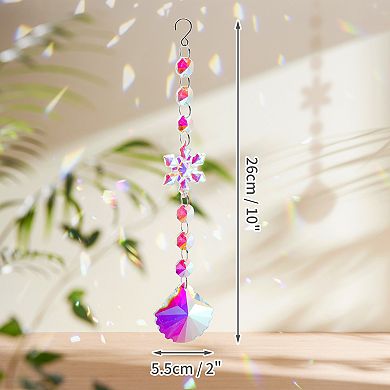 Sun Catcher for Garden Decor for Indoor Hanging 1 Pc Scallop Shape Silver Tone Clear