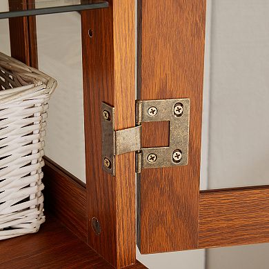 Merax Display Cabinet,Antique Display Cabinet with Glass Doors Adjustable Shelves for Collectibles