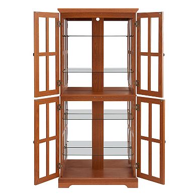 Merax Display Cabinet,Antique Display Cabinet with Glass Doors Adjustable Shelves for Collectibles