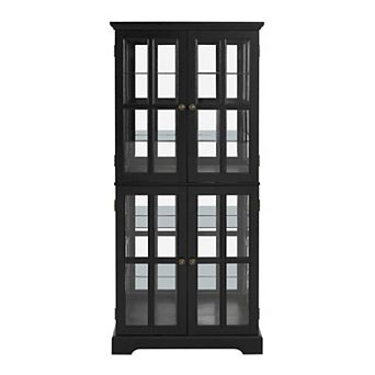 Merax Display Cabinet,Antique Display Cabinet with Glass Doors Adjustable Shelves for Collectibles