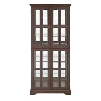 Merax Display Cabinet,Antique Display Cabinet with Glass Doors Adjustable Shelves for Collectibles