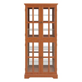 Merax Display Cabinet,Antique Display Cabinet with Glass Doors Adjustable Shelves for Collectibles