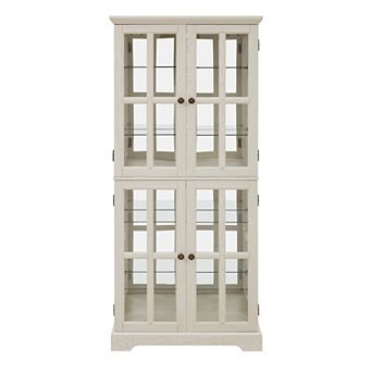 Merax Display Cabinet,Antique Display Cabinet with Glass Doors Adjustable Shelves for Collectibles