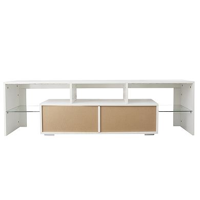 Trikiousd TV Stand with LED Lights, Push-Door Media Console for up to 70" TV