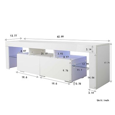 Trikiousd TV Stand with LED Lights, Push-Door Media Console for up to 70" TV
