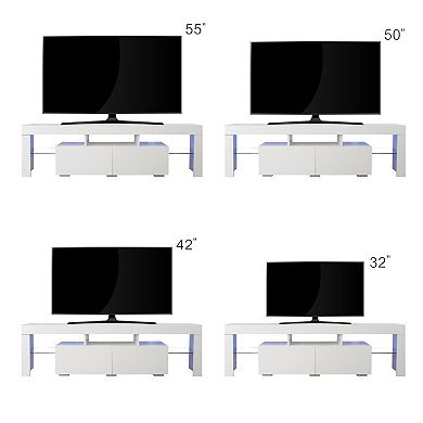 Trikiousd TV Stand with LED Lights, Push-Door Media Console for up to 70" TV