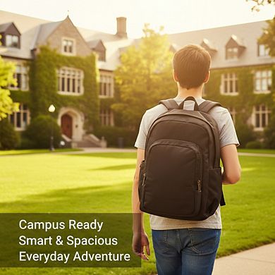 25L Water-Resistant Laptop Backpack with 15" Sleeve & Multi-Compartment Black