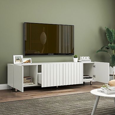 Trikiousd TV Stand with 2 Slideway Drawers & Storage, Entertainment Center for Living Room