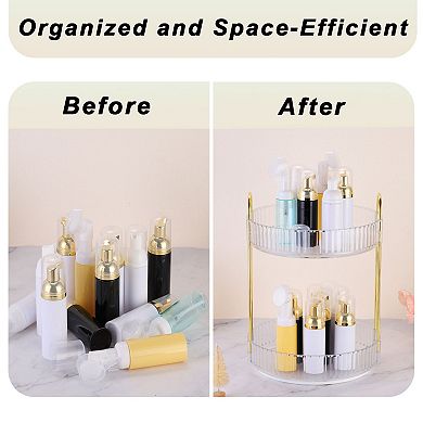 Rotating Spice Rack, Round Rotating Spice Organizer Countertop 2-Tier