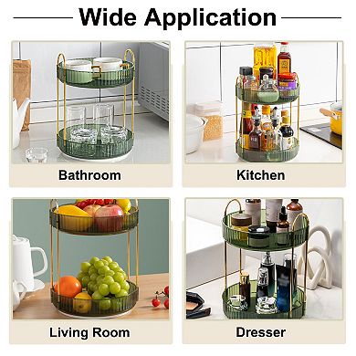 Rotating Spice Rack, Round Rotating Spice Organizer Countertop 2-Tier