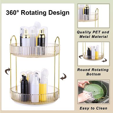 Rotating Spice Rack, Round Rotating Spice Organizer Countertop 2-Tier