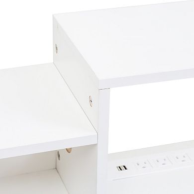 Trikiousd 65.35'' Wall Mounted Floating TV Stand with LED Lights & Charging Station