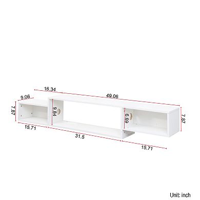 Trikiousd 65.35'' Wall Mounted Floating TV Stand with LED Lights & Charging Station