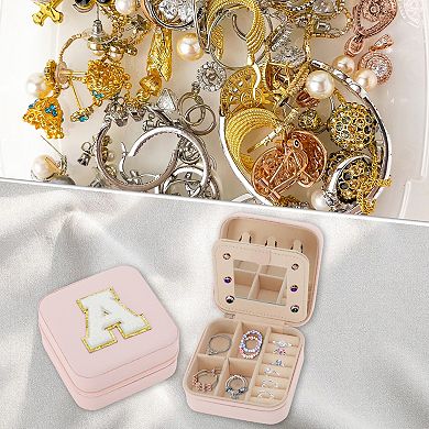 Jewelry Storage Box with Mirror for Necklace Earrings Ring Pink 1Pc