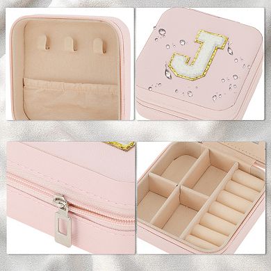 Jewelry Storage Box with Mirror for Necklace Earrings Ring Pink 1Pc
