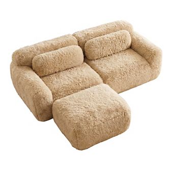 Merax Simplified Style Modular Sectional Sofa with Linkable Ottoman Premium Plush Pilling