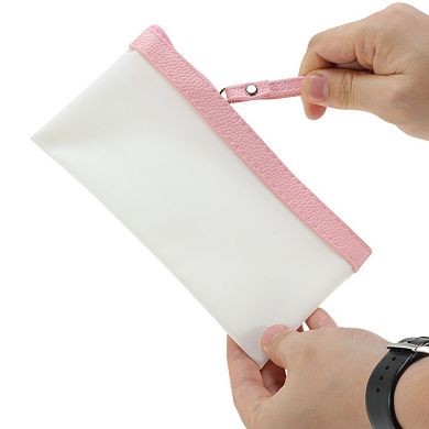 Pencil Pouch Translucent Frosted Spacious Stationery Bag with Zipper 1 Pc