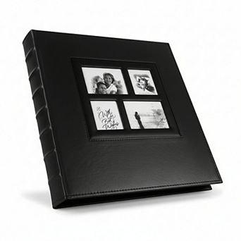 4x6 Photo Album 600 Photos Black Pages Leather Cover for Wedding Family Black