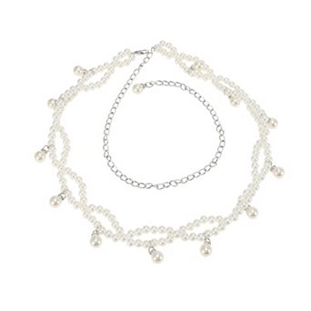Pearl Braiding Adjustable Waist Cord White 1 pc