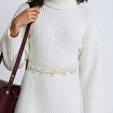 Pearl Braiding Adjustable Waist Cord White 1 Pc